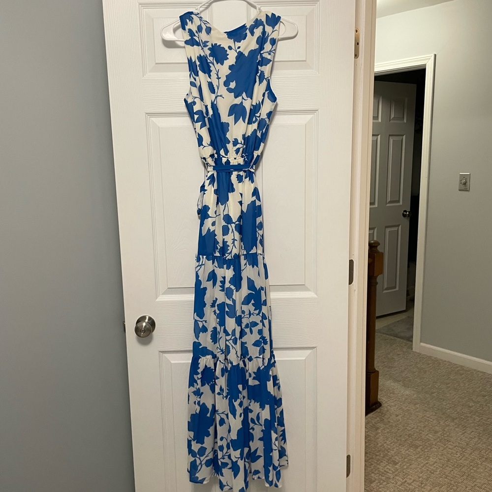 Blue and White Maxi Dress
